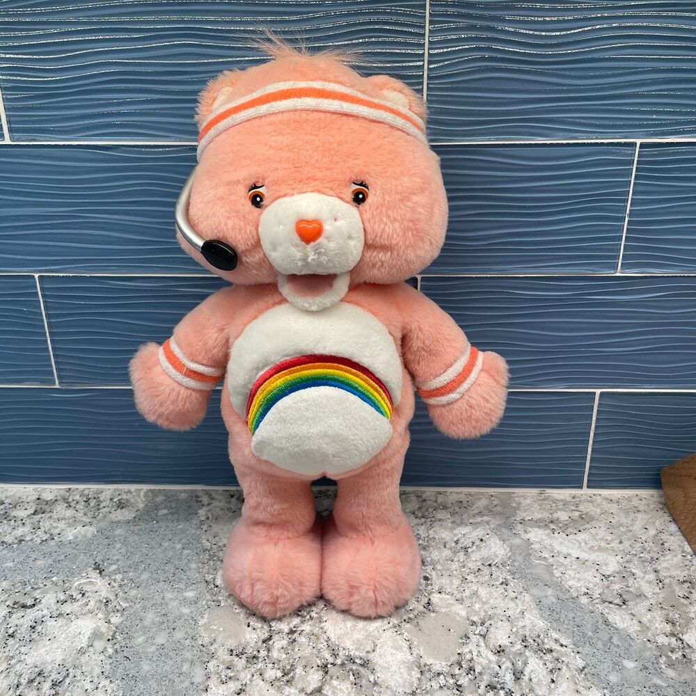 Vintage Care Bears Cheer Bear Interactive Aerobics Plush Toy & Headset